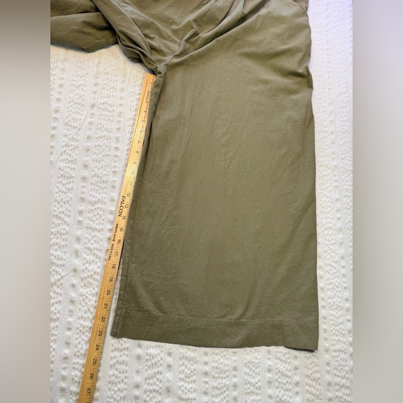 LF February Olive Green Cotton Overalls Wide Leg Bib Jumpsuit Size L Pockets - Picture 5 of 8